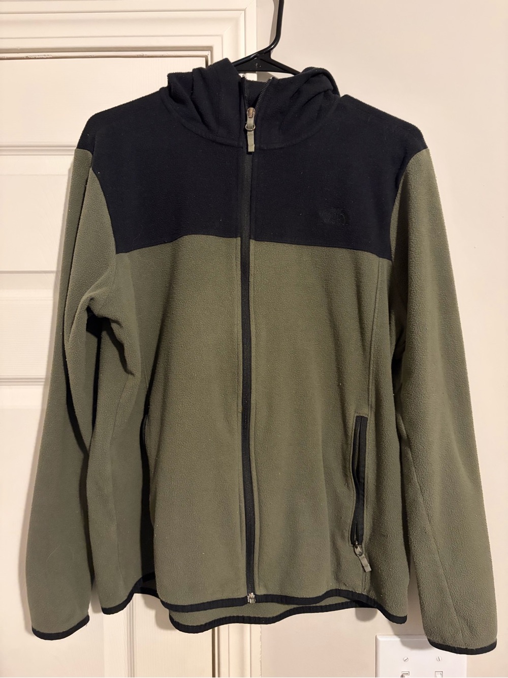 The North Face Olive and Black Hooded Lightweight Fleece Jacket